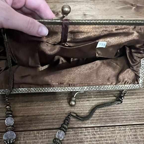 Handmade clutch from India snake print chain strap beaded boho - Picture 6 of 6